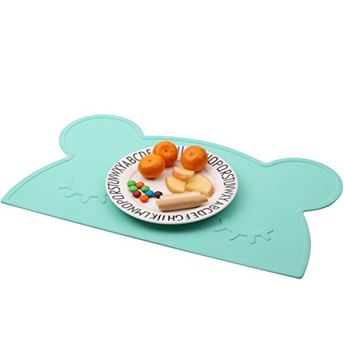 Rutschfeste Tischunterlage Süßes Bärendesign Tischset abwaschbar aus Silikon, für Babys, Kleinkinder und Kinder , tragbar spülmaschinentauglich, mikrowellentauglich, durch FDA zugelassenes Geschirr, ein BPA-freies, Passend für die meisten Hochstuhl-Tabletts - 7