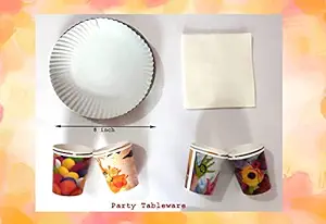 Complete Set of Kids Birthday Party Tableware Items ( Paper Plates, Cups, Paper Napkins ) , Party Supplies, Accessories for Kids, Boys or Girls | Combo Pack (10 Guests)
