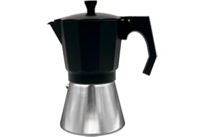 Bastilipo - Marmite à moka italienne 6 tasses, aluminium/noir, compatible induction, Mokka Induction 6N