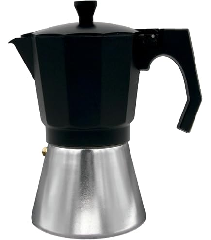 Cafetière Italienne à Induction 3 Tasses - Design Noir Et Bois