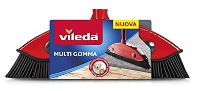 Vileda Balai Multi Caoutchouc, pour intérieur et extérieur, Dure, en Caoutchouc et Caoutchouc, adaptée pour Poils d'animal et Cheveux, Rouge/Noir, 34 x 13,5 x 4 cm