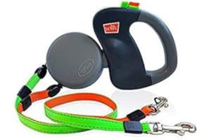 Voarge Automatyczna chowana smycz dla psa, podwójna smycz dla 2 psów, odpowiednia dla małych i średnich psów, bez plątania się