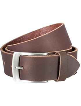 LINDENMANN Ledergürtel Herren / Gürtel Herren, Vollrindleder, Büffelleder 4 mm, dunkelbraun
