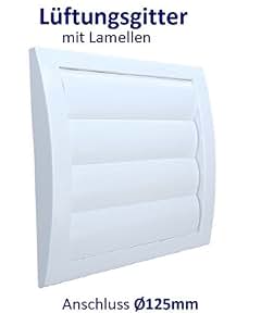 Lüftungsgitter 125 Mm Mit Beweglichen Lamellen – 190x190 Mm, ABS-Kunststoff | Mit Insektenschutz & Rückstauklappe