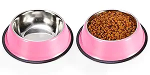 Podinor Stainless Steel Dog Bowls, Food and Water Non Slip Anti Skid Stackable Pet Puppy Dishes for Small, Medium and Large Dogs (2 Pack)