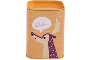 MAKIO Hucha Lata Infantil Animalitos. Huchas Originales de Lata con Tapa. Hucha Lata Barata Que se Puede Utilizar también como Bote para lápices. (Ciervo)