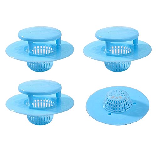 4 Badewanne abflussschutz Haarsieb/Siebkörbchen/Snare/Filter/Stopper Abfall Plug Net Ablauf Bad kitchen-large breitem Rand 5,6 cm Durchmesser blau