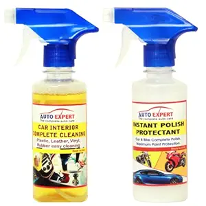 AUTO Expert Car Interior Complete Cleaning for Dashboard/Leather/Vinyl/Door-Side/Rubber & Instant Polish Protectant for Car/Bike/Scooty/Bullets Dashboard/Tyre/Full Body Polish 250ml+250ML (Pack of 2)