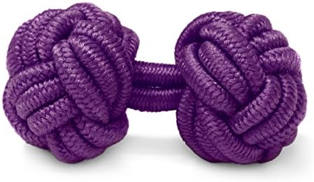 Silk Cufflinks for Men Women Knotted Elastic Rope Nylon Textile Fabric Studs Cuff - Suitable for Wedding Groom Best Man - Purple