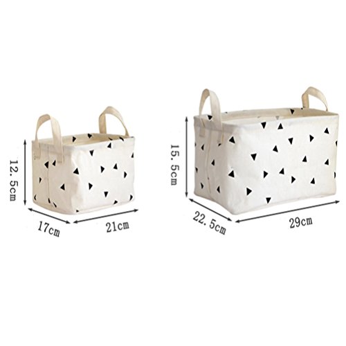 Fieans Lagerung Organizer Körbe Original Leinen und Stoff Aufbewahrungskorb Boxen Sets von 2-Weiß - 3