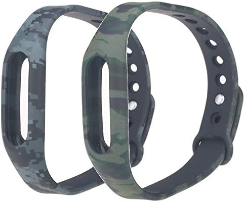 Yins Multi-color Silicone Wrist Strap + Screen Thin Protective Film Sets, Smart Bracelet Spare/Replacement Smartband for Xiaomi Mi band 2- camo 2-pack)