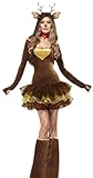 erdbeerloft - Damen Rentier Kostüm, Weihnachten, Karneval, Fasching, M, Braun