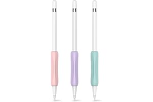 Delidigi 3 Stück Apple Pencil Griff Schutzhülle Silikon Halter Ergonomisches Ärmelzubehör Kompatibel mit Apple Pencil 1. und 2. Generation (Rosa, Lila, Edelsteingrün)