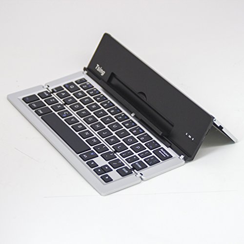 Faltbare Bluetooth Tastatur Tsing mehrfach gefalteten Aluminium faltbare Bluetooth-fähigen Wireless-Tastatur Mini Keyboard English layout für IOS Android Windows Tablet und Smartphone - 3
