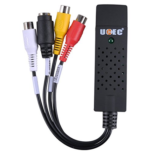 UCEC Capturadora de Video USB 2 0 Captura de Video y Audio con Cable de Transferencia USB 2 0 - Tarjeta Adaptador VHS VCR TV a DVD Compatible con Win 2000   Win XP Win Vista Win 7   Win 8   Win 10