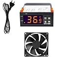 TechSupreme STC 1000 Digital Temperature Controller Thermostat 110V Heating Cooling Relay NTC Sensor Incubator Multipurpose Controller Temperature + 2 Mtrs 2 Pin AC Power Cord + 3 Inch Cooling DC Fan