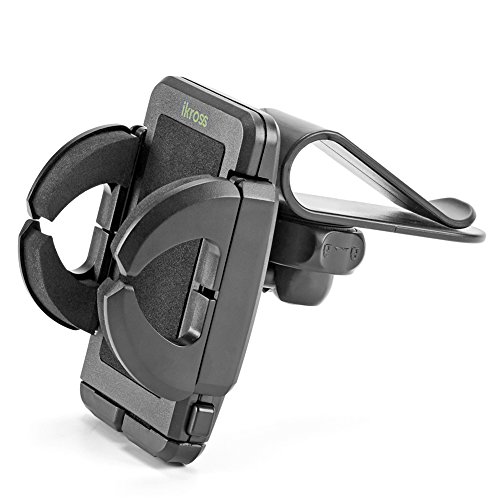 iKross Supporto Auto Visiera Parasole, Clip On Sun Visor Mount Holder Auto per Apple iPhone, Samsung Galaxy, HTC e altri modelli popolari - Nero