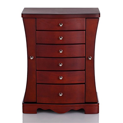 Schmuckkasten aus hart Holz schmuckkoffer Kosmetikkoffer Schmuckkästchen Holzbox Aufbewahrungsbox für Schmuck (MG12BROWN) - 5