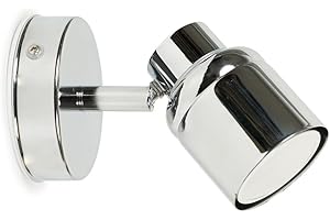 ValueLights | Single Spotlight Adjustable GU10 Wall Light/Ceiling Light IP44 Rated Bathroom Lamp Spot Light - Chrome | Bathroom, Home Décor & Improvement Essential | Included LED Bulb