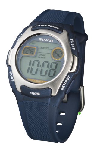 Sinar Armbanduhr - Jugenduhr digital - blau mit Alarm, Timer und Stoppuhr