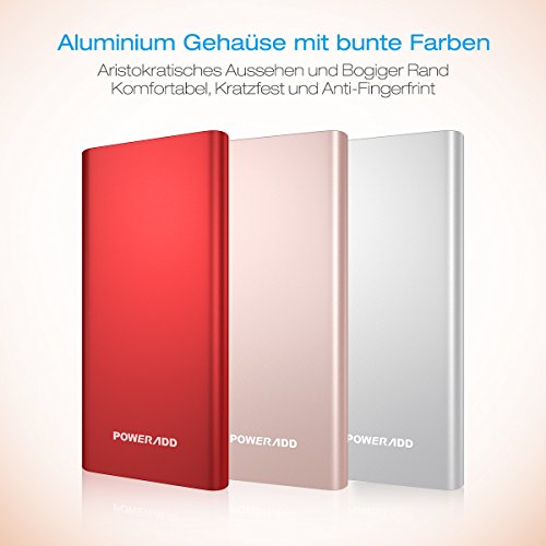Poweradd 20000mAh Powerbank Externer Akku mit Micro USB und Lightning Eingang, 2 AusgÃ¤nge bietet jeden Anschluss Max. 3,0 Ampere Ladestrom fÃ¼r iPhone und Android Smartphones