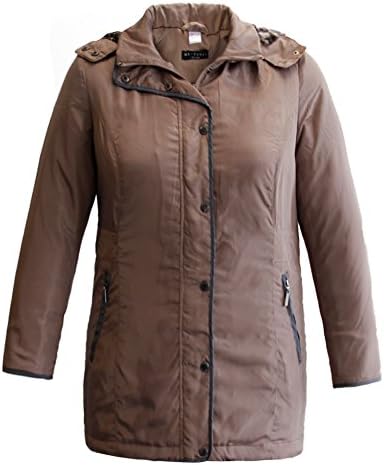 MS VASSA Women's Winter Removable Lined Parka Plus Size Coat Hooded Ladies Jacket 8XL Taupe