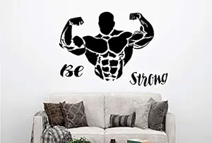 VVWV Be Strong Gym Wall Stickers for Home Living Kids Bed Room Hall Kitchen Wall Decor Stickers PVC Vinyl Decals L X H 60 X 55 CMS