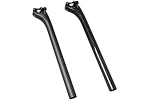 HUOPU Tija de sillín de Fibra de Carbono Completa Bicicleta de Carretera de montaña Ligera MTB 27.2mm / 31.6mm x350mm Tija de sillín (Mate, 27.2mm)