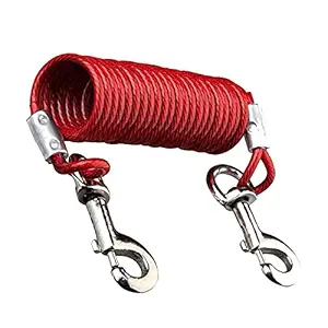 BLACK DOG Tie-Out Cable- Heavy Duty Dogs Chain, Leash for Dogs up to 120 LBS,12 Feet (Color May Vary)