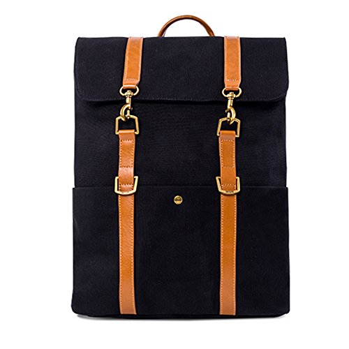 Preisvergleich Produktbild YAAGLE Herren Freizeit Canvas Segeltuch Rucksack wasserdicht Reisetasche Gepäck groß Fassungsvermögen Sporttasche Schultertasche-black