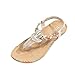 Produktbild SHE.White Damen Sommer Sandalen Bohemian Strass Flach Sandaletten Sommer Strand Schuhe Gummiband Flach Römische Sandalen