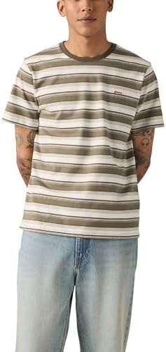 Levi's SS Original HM Tee Maglietta, Jen Stripe Maitake B, L Uomini