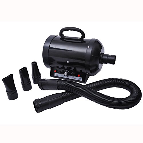 Secador Pelo 2400W Potencia para Perros y Mascotas con Tubo Flexible 2'5 m Negro