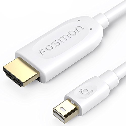 Mini DisplayPort auf HDMI Kabel 1,8m / 6ft, Fosmon Mini DP [1080p | Thunderbolt Port kompatibel] zum HDMI Kabel Adapter für HDTV 1080p 3D - vergoldet (weiß)
