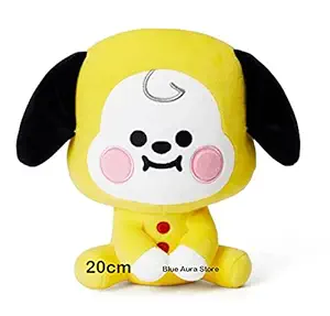 Blue Aura 20 cm Chimmy Big Size BT21 BTS Sitting Stuffed Plush Toy Plushie (Chimmy Big Size Plush)