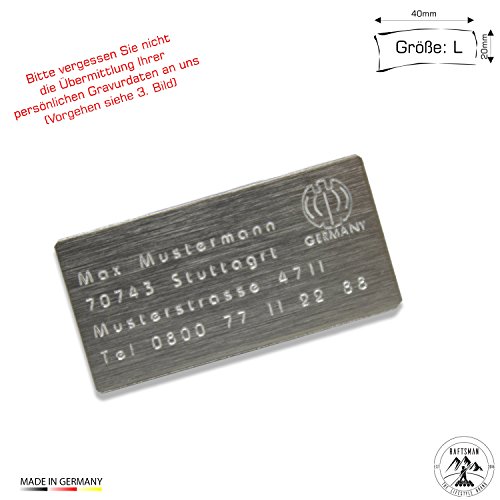 Preisvergleich Produktbild Drohnenkennzeichen / Drohnen Kennzeichnung / Kennzeichen / Fluggerätekennzeichnung / Quadrocopterkennzeichnung inkl. individueller CNC Gravur und doppelseitigem Klebeband (Al-4020-Edeltahllook-Adler)
