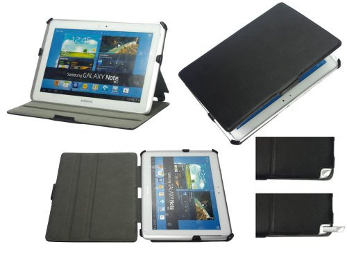 Navitech schwarze bycast Leder Case / Cover mit Ständer und Stylus Halter für das Samsung Galaxy Note 10.1 GT-P5113 Android 4.0 Gerät