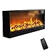 Produktbild FANG Elektrischer Kamin 51" Wandmontage 1500W Mit Fernbedienung 3D Flammeneffekt Kein Ruß Oder Rauch Innendekoration Heizung, 120 X 17 X 52 cm, Schwarz