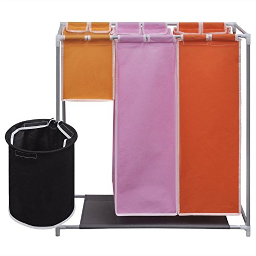 vidaXL 4 Fächern Wäschekorb Wäschesammler Wäschesortierer Wäschebox mit Wäschetonne - 3