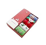 Material: Baumwollmischung Socken Kolylong® 5 Paar Damen Mädchen Weihnachten Neuheit Socken Herbst Winter Unisex Warm Cartoon Socken Elastisch Sport Socken Mehrfarben Knöchelsocken Christmas Stocking (A)