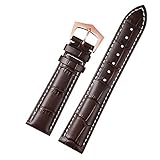 FERZA Home Uhrenarmband Echtes Uhrenarmband aus Leder von hoher Qualität (Color : Dark Brown White, Size : 14mm)