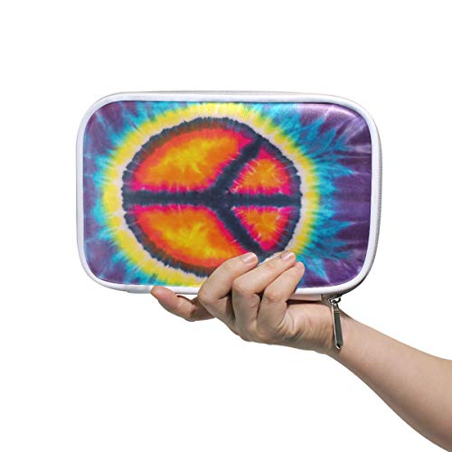 Preisvergleich Produktbild Buntes abstraktes Friedenszeichen mehrfacher großer lederner Bleistift-Stift sackt Beutel Reise-Kosmetik-Kasten-Pass-Mappe mit Reißverschluss ein