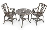 Gablemere 2 Seater Plastic Rose Design Patio Set with Round Bistro Table in Antique Bronze (Garden &amp; Outdoors)