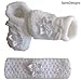 Baby Girls White Flower Christening Socks Booties & Crochet Heaband - In Gift Bag- 0-3 Months
