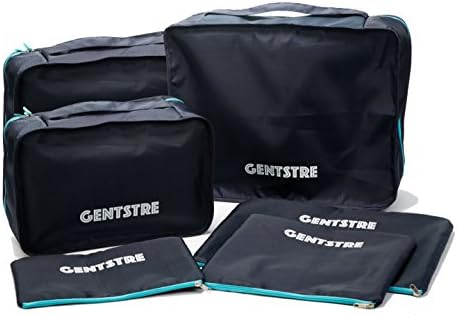 6 Travel Sets Packing Cubes Travel Organizers Gentstre Luggage Compression Storage Pouches Trip Essential Bags - Navy