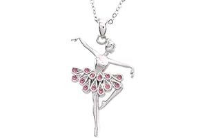 OUTLETISSIMO DP Design UB33 Collier avec Pendentif en forme de Ballerine Tutu, zircons roses