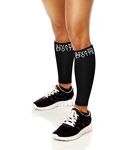 Waden Kompressionsstulpen für Läufer – von Elevated Sports – Calf Sleeve/Compression Socks/Beinlinge – RICHTIGE & ECHTE GRADUIERTE KOMPRESSION – für optimale Regenerations- und Leistungsfähigkeit – maximale Stabilität für die Wadenmuskulatur zur Verletzungsprophylaxe – lindert Schienbeinkantensyndrom – garantierte Zufriedenheit - 2