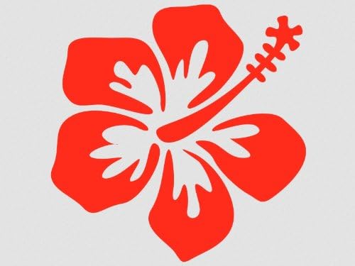 Wall art sticker hibiscus flower - set of 3 hibiscus --35-pastel orange