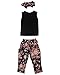 niceEshop(TM) Girl Pure Color Vest Small Broken Flower Hairband Harem Pants Set