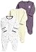 Mamas & Papas Baby-Girls Mamas And Papas 3 Pack Little Bunny All In One Long Sleeve Set of 3 Footies, Purple, 3-6 Months